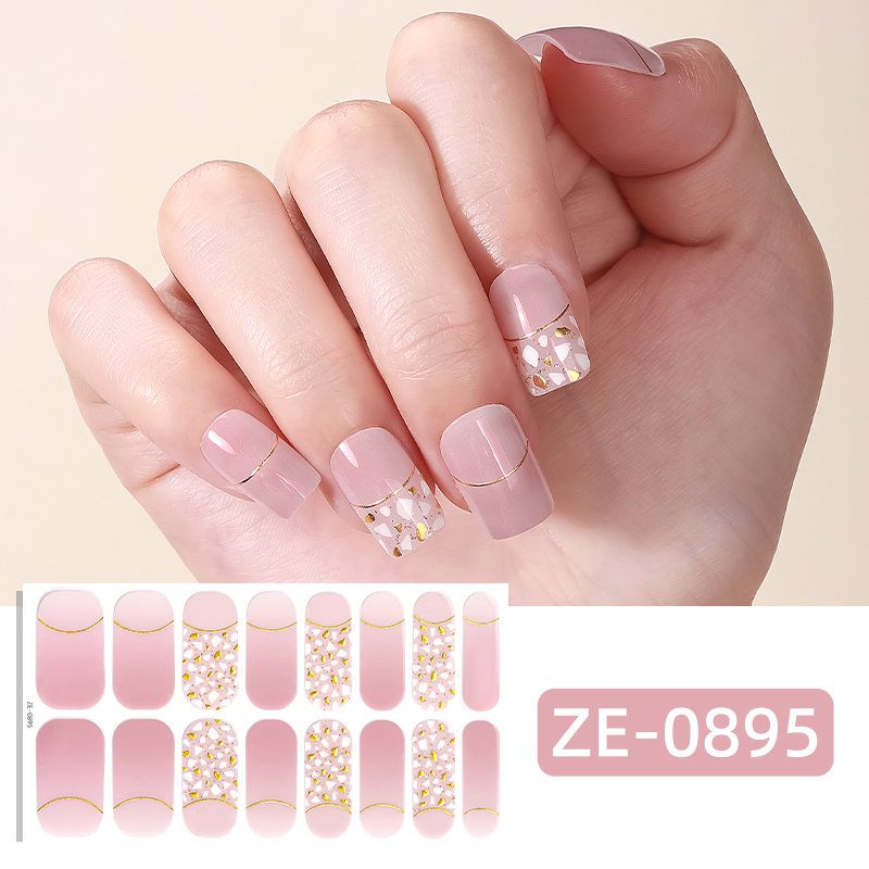 Full Cover Adhesive - Adesivos de Unha com Glitter Rosa